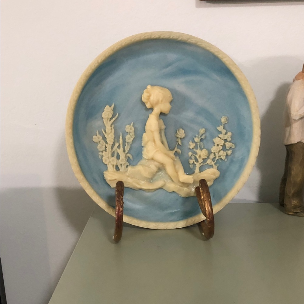 Blue and Cream Decorative Wall Plate - Brand Unspecified